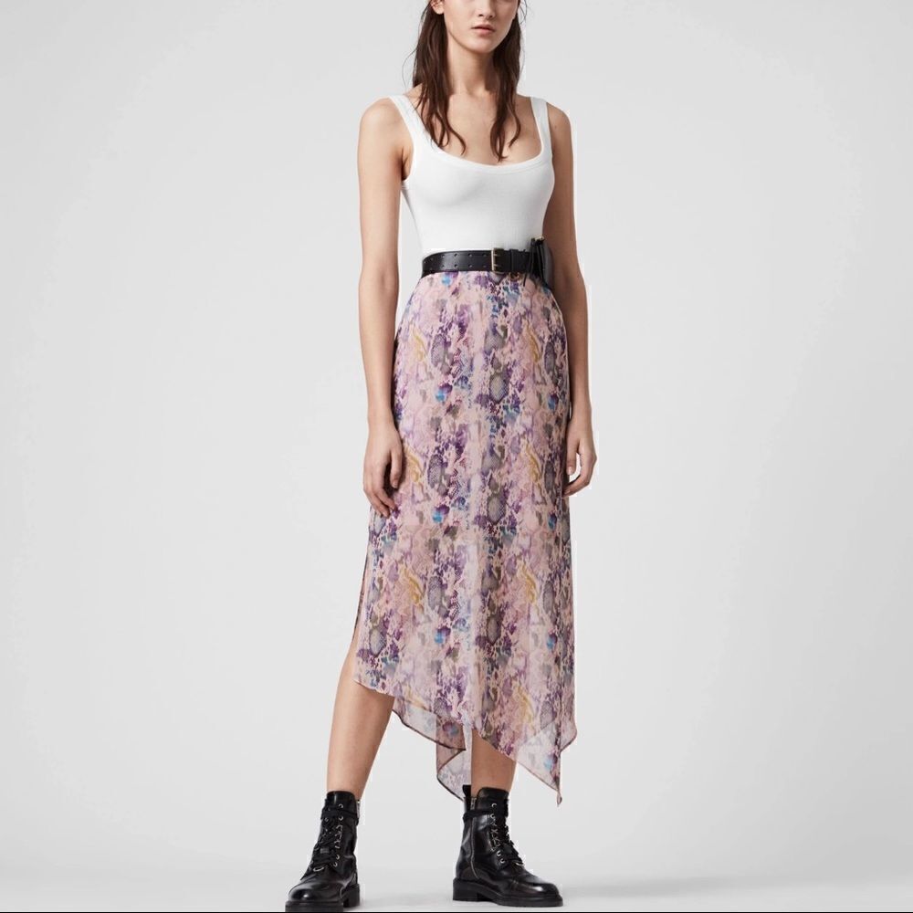 All Saints Rhea Masala Midi Skirt, Mink‎ Pink, Summer Lightweight, Size 2, NWT